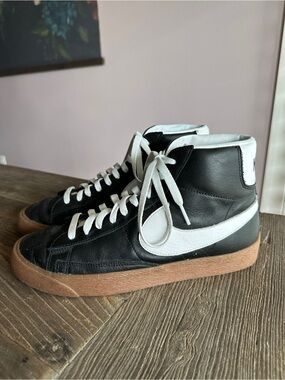 Nike Black and White High-Top Sneakers with Gum Sole